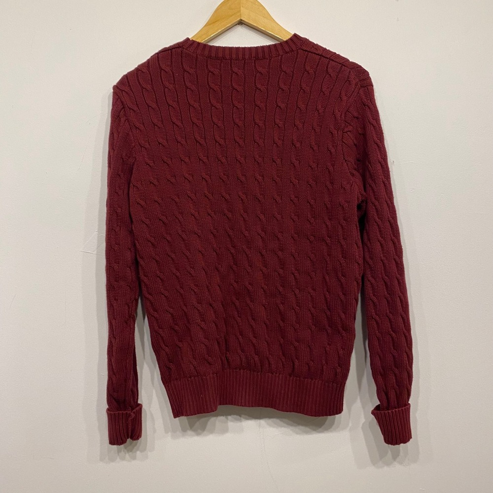 Brandy Melville Burgundy Cable Knit Sweater Crewneck Pullover Red One Size - Picture 4 of 4